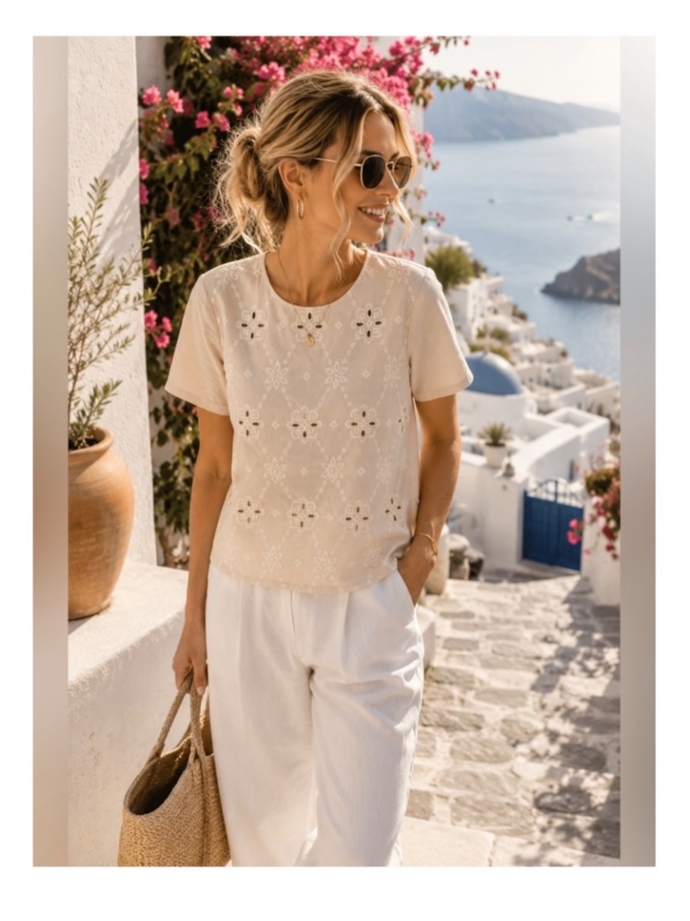 Halston nwt size large Eyelet Short Sleeve Top
